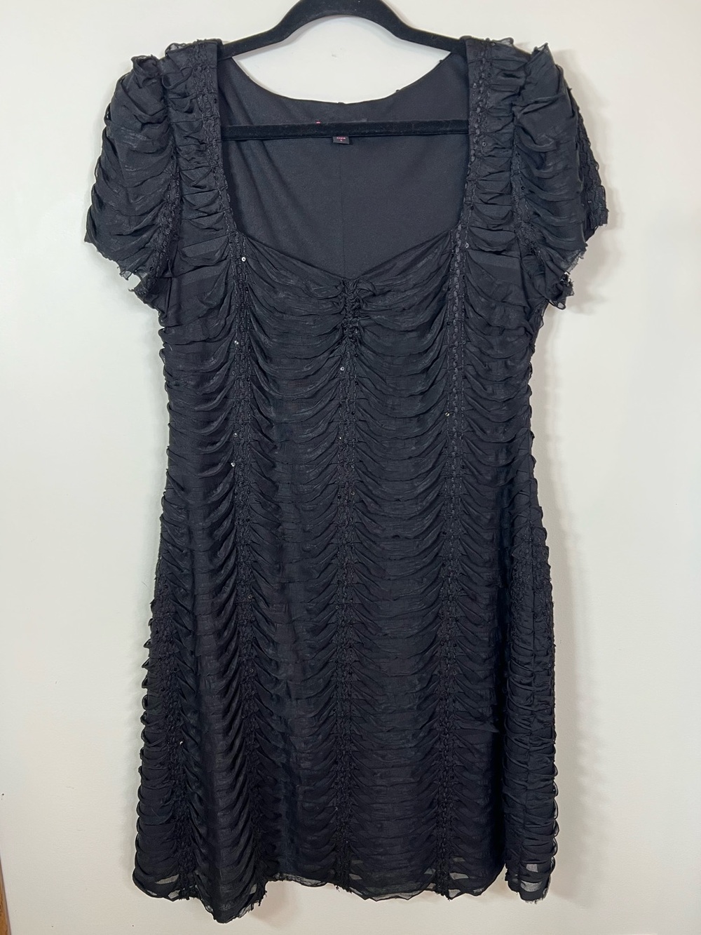 Y2K Betsey Johnson Ruched Sequin Mini Dress | L